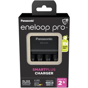 מטען מהיר Panasonic ו-4 סוללות נטענות eneloop pro AA 2500mAh