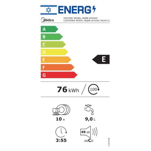 מדיח כלים צר 10 מע' Midea WQP8-W7634C-S לבן