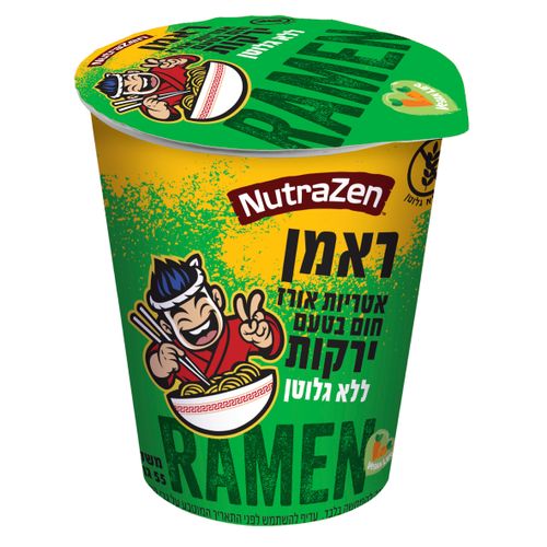 NutraZen אטריות ראמן אורז חום בטעם ירקות להכנה מהירה ללא גלוטן