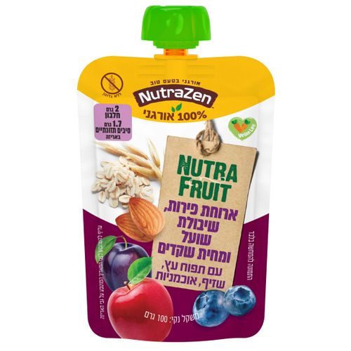 NutraZen ארוחת פירות תפוח עץ שזיף ואוכמניות שיבולת שועל ומחית שקדים ללא גלוטן