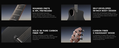 גיטרה אקוסטית קרבון EC6963 עם טופ העשוי מסיבי פחמן RISING G1 CARBON הכוללת תיק ומוצרים נלווים מבית DONNER