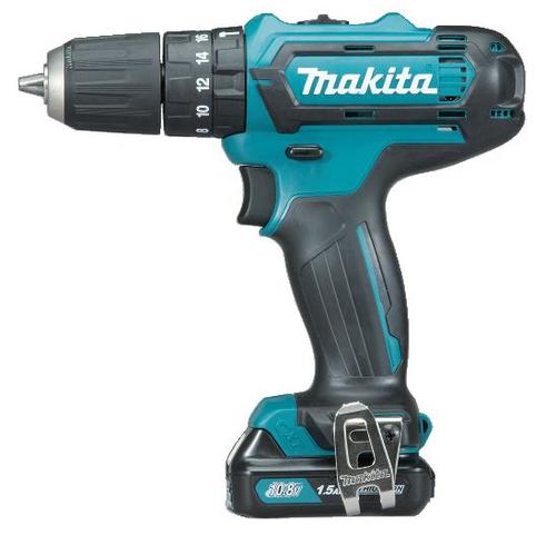 מברגה מקדחה רוטטת נטענת דגם HP333DWYE  10 מ"מ מתח 12V הכוללת 2 סוללות 1.5 אמפר ומטען 