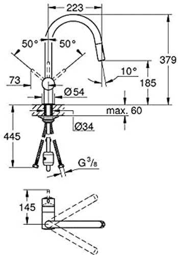 ברז מטבח נשלף GROHE סדרת מינטה 32321DL2 גוון רוז גולד-יבואן רישמי