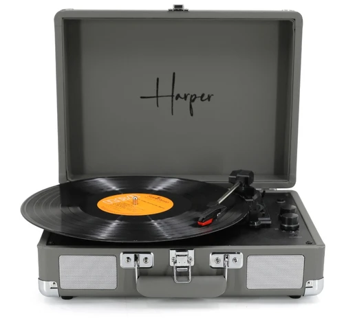 פטיפון בעיצוב רטרו Harper HRT-10 - אפור