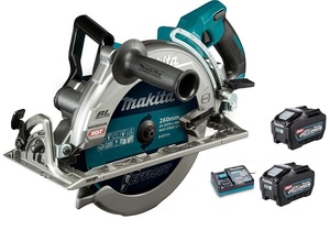 גוף מסור עגול 40V נטען 260 מ"מ מנוע BL עם 2 סוללות 5.0 אמפר ומטען MAKITA RS002G מקיטה