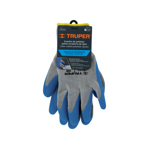 כפפות עבודה TRUPER GU-413 עם ציפוי לטקס כחול ושוליים סרוגים