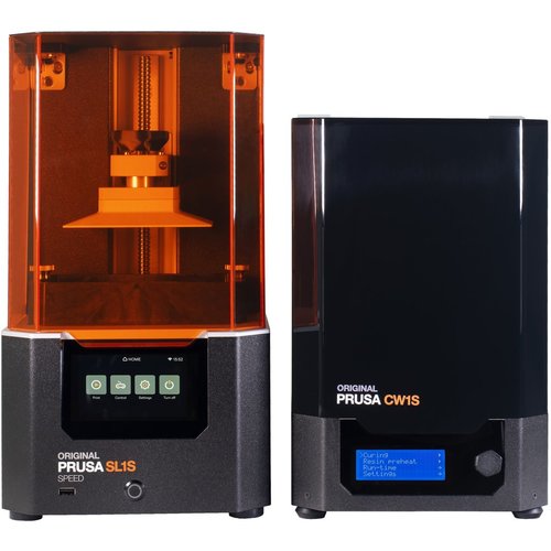 באנדל מדפסת תלת מימד Prusa SL1S SPEED + מכונת הקשחה ושטיפה Prusa CW1S