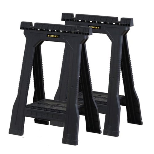 זוג סוסי עבודה STANLEY 170355 שחורים מתקפלים עם משטח גומי נגד החלקה