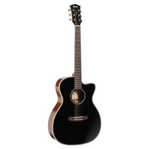 גיטרה אקוסטית שחורה מוגברת CORT ES-OC4 BTSG OM Cutaway Solid top