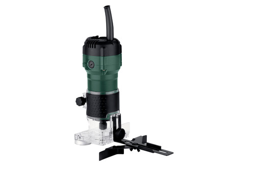 רוטר חשמלי METABO FM 500-6 קומפקטי עם פלטת בסיס שקופה ומערכת כיוון עומק מדויקת