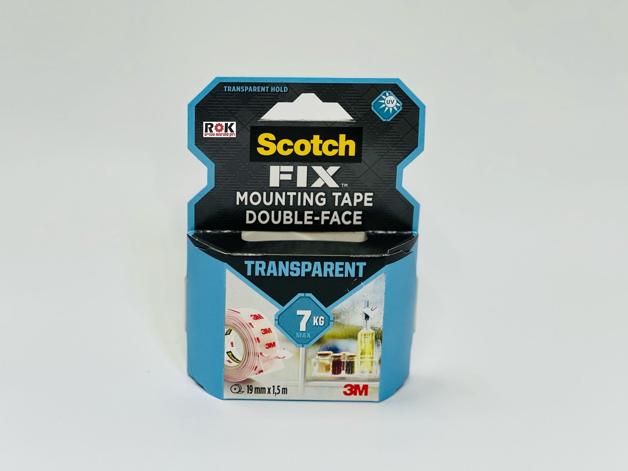 דבק דו צדי שקוף 3M FIX 19MM 1.5M