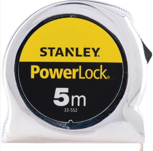מד מידה STANLEY POWERLOCK 0-33-552 עם סרט 5 מטר, ציפוי Mylar ומנגנון נעילה