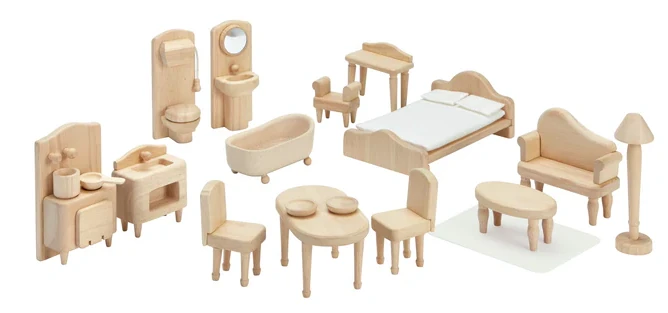 סט רהיטים מעץ לבית בובות בסגנון ויקטוריאני - PLAN TOYS