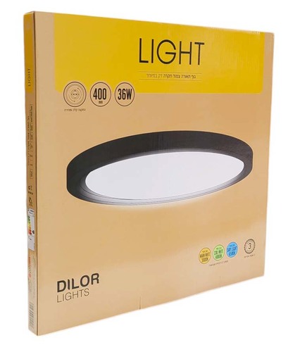 פאנל צמוד תקרה דק במיוחד - עגול 36W CCT - שחור