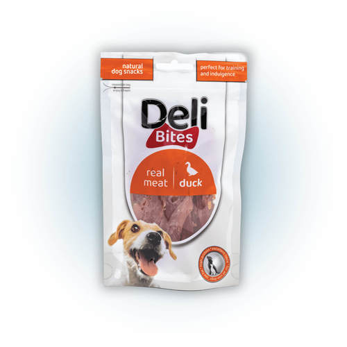דלי בייטס Deli Bites חטיף לכלב ג'רקי ברווז 80 גרם