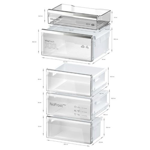 מקרר מקפיא תחתון 363 ליטר Bosch KGN39LBCF זכוכית שחורה | פולין