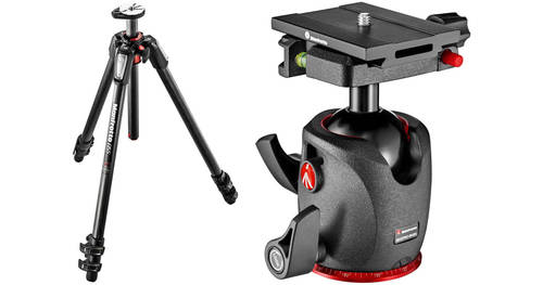 חצובת סיבי פחמן 3 שלבים Manfrotto MT055CXPRO3 + ראש כדורי עם מחבר לשחרור מהיר MHXPRO-BHQ6
