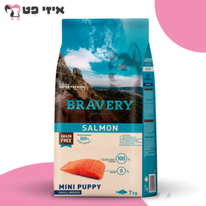 ברייברי מיני פאפי סלמון היפואלרגני לגורי כלבים מגזע קטן 7 ק"ג BRAVERY