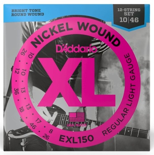 זוית נוספת D'Addario 10-46 Light 12-String Electric Guitar Strings