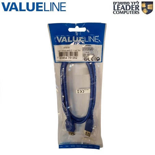 כבל מאריך USB3.0 באורך של 1 מטר Valueline VLCP61010L10