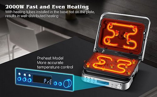 טוסטר גריל SMART MULTI CONTACT 6-IN-1 PRO GRILL fire 10Pro