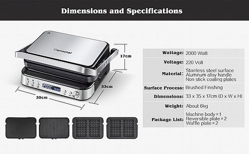 טוסטר גריל SMART MULTI CONTACT 6-IN-1 PRO GRILL fire 10Pro