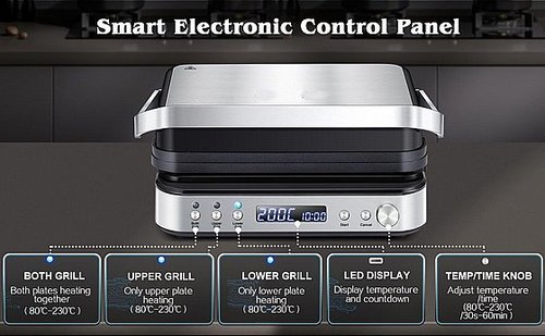טוסטר גריל SMART MULTI CONTACT 6-IN-1 PRO GRILL fire 10Pro