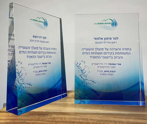 מגן  הוקרה קריסטל אנכי ענק