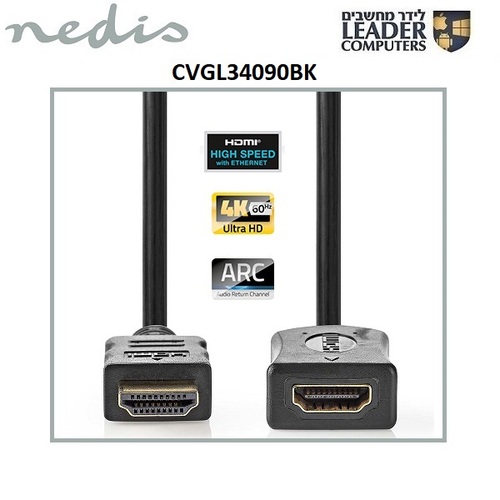 כבל מאריך HDMI עם Ethernet באורך של 1 מטר | Nedis CVGL34090BK10