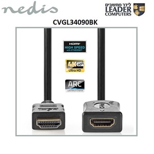 כבל מאריך HDMI עם Ethernet באורך של 1 מטר | Nedis CVGL34090BK10
