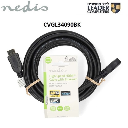 כבל מאריך HDMI עם Ethernet באורך של 1 מטר | Nedis CVGL34090BK10