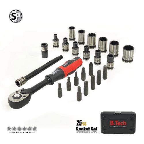 סט בוקסות Dual Spline ואביזרים 25 חלקים  DR1/4