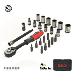 סט בוקסות Dual Spline ואביזרים 25 חלקים  DR1/4" 6 ב1 (כמו 72 חלק)