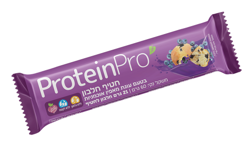 חטיף חלבון בטעם עוגת מאפין אוכמניות - מארז 12 יחידות