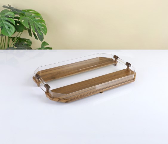 מגש מלבני עץ ואקריל - 46*30 ס"מ -Y.C.032736