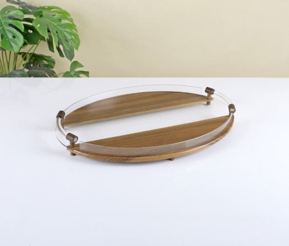 מגש אובלי עץ ואקריל - 50*35 ס"מ -Y.C.032699