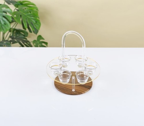 מעמד ל6 ספלים בדוי עץ ואקריל - 25*27 ס