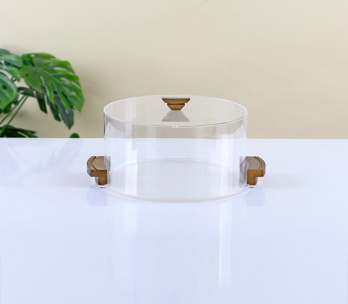 פעמון עוגה אקריל עם ידיות עץ - 37.5*31.5*19 ס