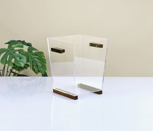 סל נייר אקריל עם ידיות עץ - 27*22*26 ס