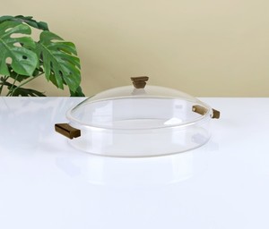 קופסא אקריל אובלית עם ידיות עץ ומכסה - 39*28*17 ס"מ -Y.C.032606