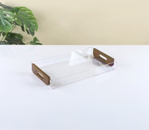 מגש מלבני אקריל עם ידיות עץ - 43*25*5 ס"מ -Y.C.032545