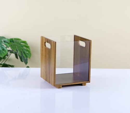 סל נייר עץ ואקריל - 23.5*22*27 ס