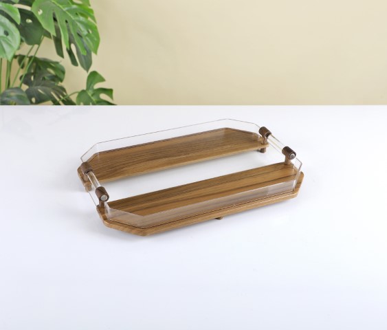 מגש מלבני עץ ואקריל - 40*28 ס"מ -Y.C.032750