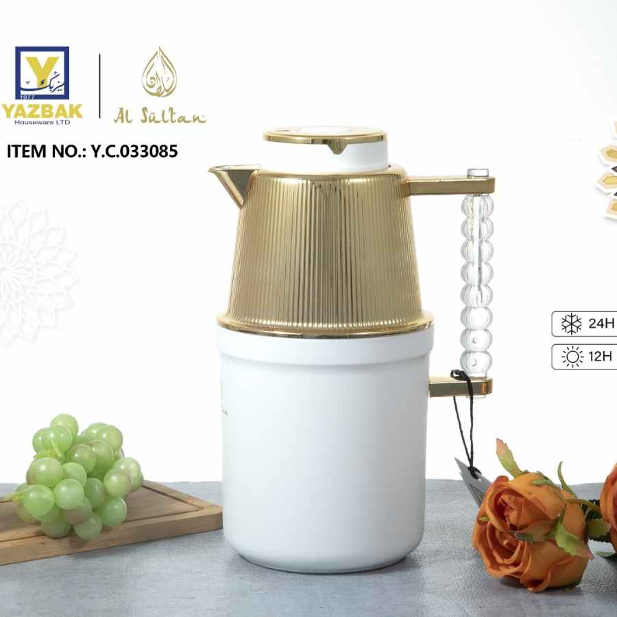 טרמוס אלסולטאן 1 ליטר קישוט צבע זהב ידית אקריל - Y.C.033085