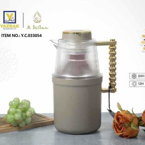 טרמוס אלסולטאן 1 ליטר קישוט שקוף ידית מוזהבת - Y.C.033054