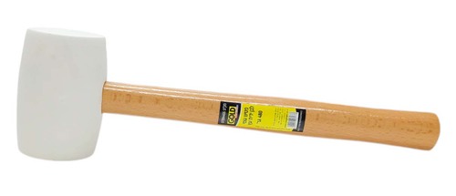 פטיש גומי לבן ידית עץ 480 גרם - GOLD