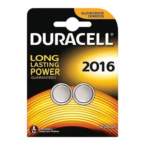 סוללה דורסל 2016 אריזה של 2 יחידות לא נטענות | 3V סוללה ליתיום 5000LC, 280-206, SB-T11 DURACELL 2pck Lithium CR-2016 CR2016 