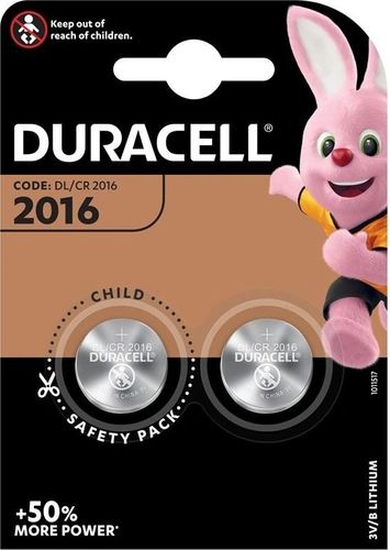 סוללה דורסל 2016 אריזה של 2 יחידות לא נטענות | 3V סוללה ליתיום 5000LC, 280-206, SB-T11 DURACELL 2pck Lithium CR-2016 CR2016 