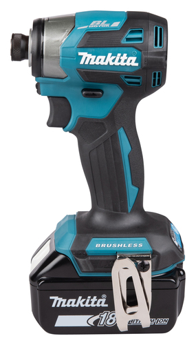 מברגת אימפקט MAKITA DTD173 בצבע כחול-שחור, מציגה עיצוב קומפקטי עם ידית אחיזה ארגונומית ומערכת תאורת LED משולשת.