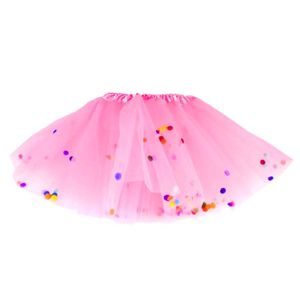 חצאית טוטו 3 שכבות עם פונפונים - ורוד פוקסיה